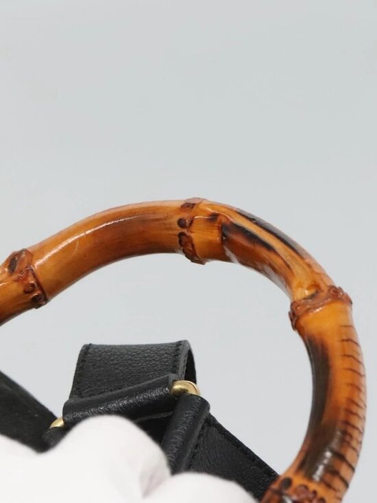 GUCCI Bamboo Backpack Suede Black Gold main image 12